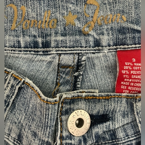 Vanilla star crystal rhinestone sequin Capri Crop denim hipster stretch jeans - Picture 7 of 9